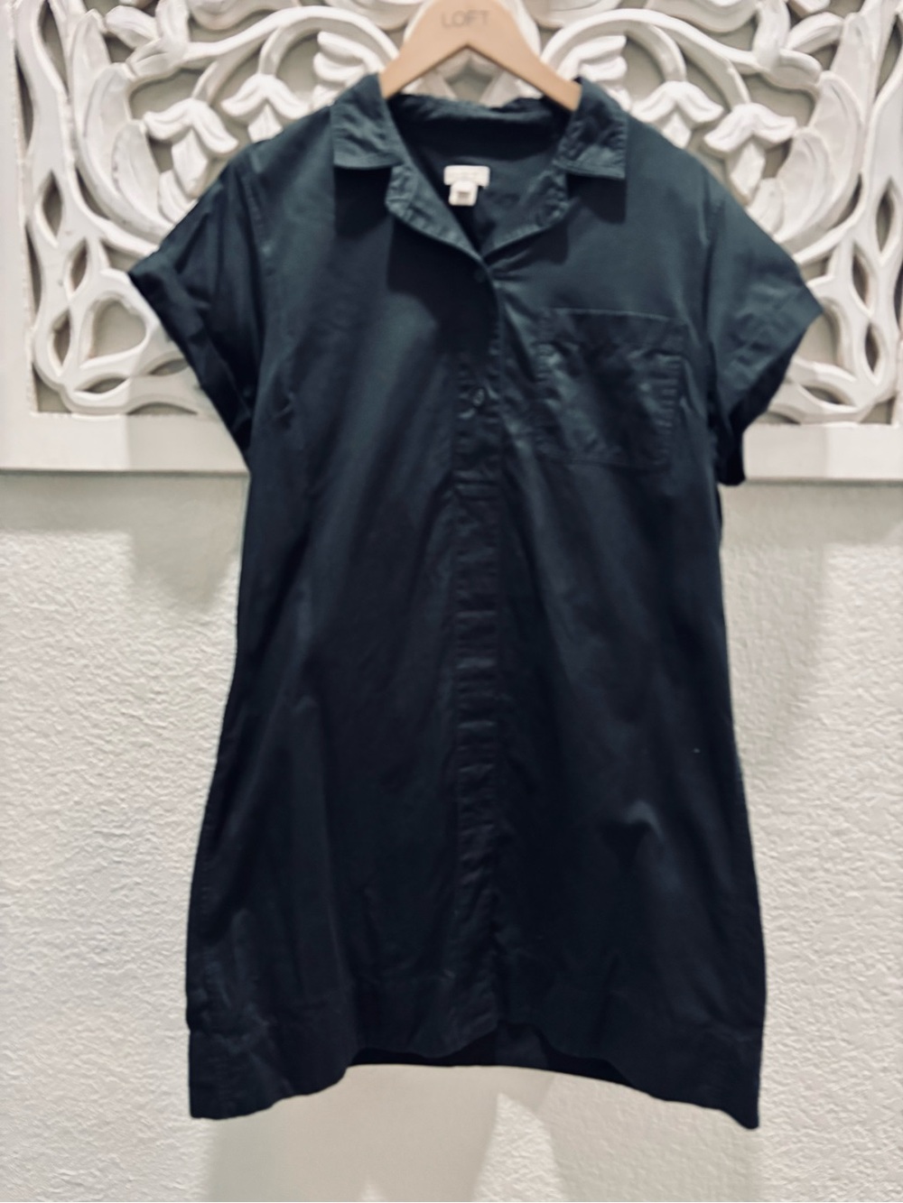 J. Crew Black 100% Cotton Poplin Shirt Dress